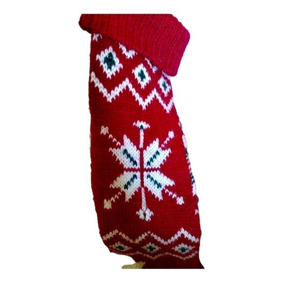 STOCKING VINTAGE Christmas  Knit RED/ WHITE SNOWFLAKE 80’s 90’s - Picture 3 of 5